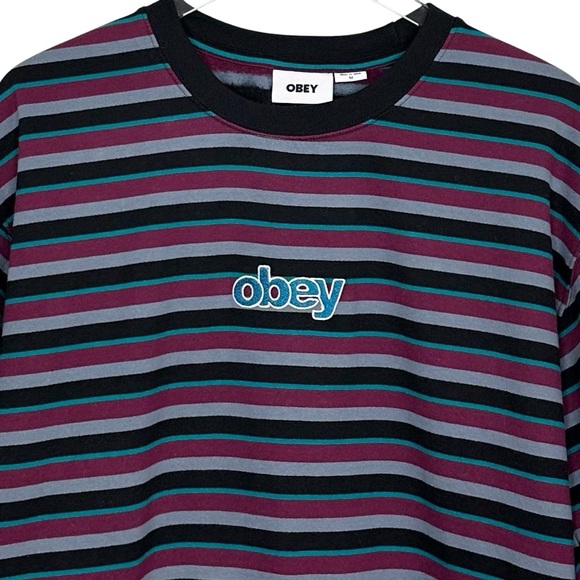 OBEY Anden Stripe Crewneck Sweatshirt Men’s Size Medium - Picture 4 of 10